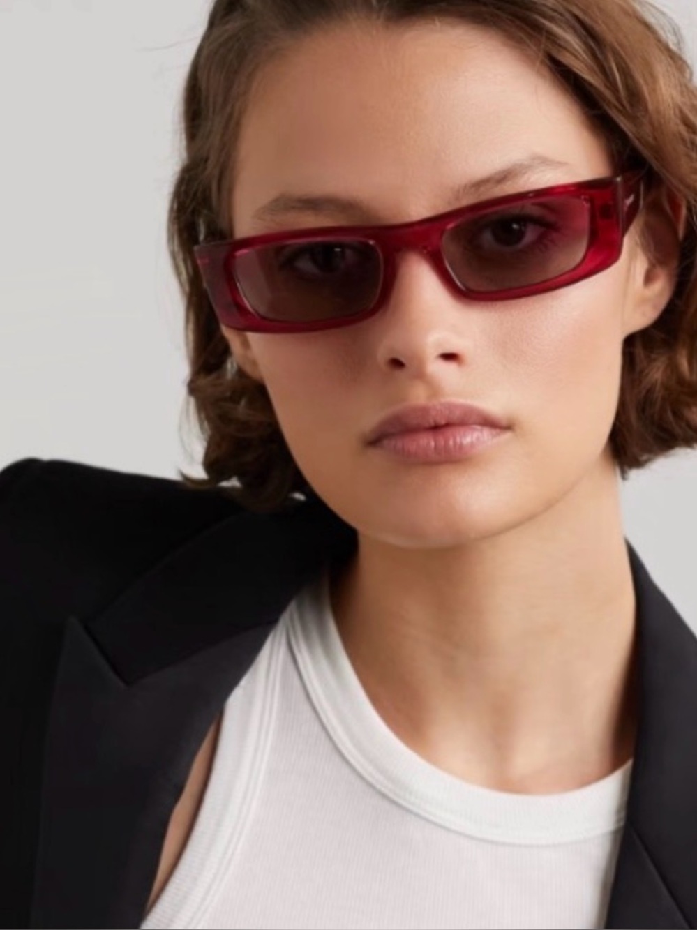 Saint Laurent Pink Slim Rectangular Sunglasses